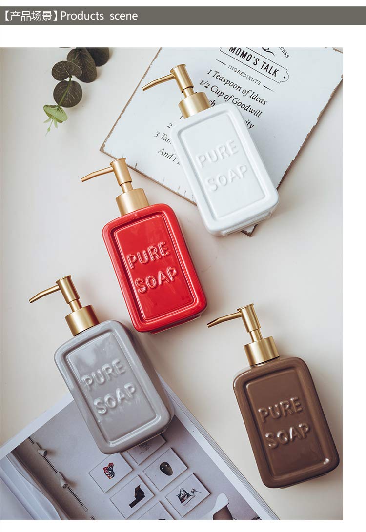 Amazon｜Mozacona レッドセラミック レトロソープディスペンサー